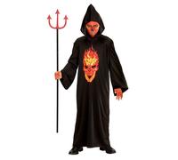 Widmann Skeleton Devil (Hooded Robe) (128 cm / 5-7 Years) Black