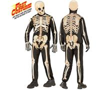 Widmann Skeleton Fast Costume (Jacket, Pants, Gloves, Mask) (140 cm / 8-10 Years