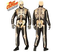 Widmann Skeleton Fast Costume (Jacket, Pants, Gloves, Mask) (XXL) Black