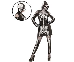 Widmann Skeleton (Hooded Dress, Thigh High Leggings) (M) Black