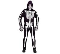 Widmann Costume squelette, combinaison à capuche fluo, brille sous la lumière UV – Halloween