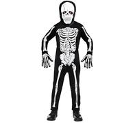 Widmann Skeleton (Jumpsuit, Mask) (140 cm / 8-10 Years) Black