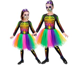 Widmann Skelton (Tutu Dress, Skull Bow Headband) (104 cm / 2-3 Years) Different