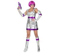 Widmann Déguisement Femme de l'espace – Robe, gants sans doigts, surbottes – XS Gris