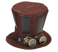 WIDMANN "STEAMPUNK TOP HAT WITH GOGGLES" -, Marron
