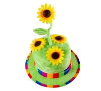 WIDMANN "SUNFLOWER HAT" velvet - | Coiffe avec des tournesols et un ruban coloré, accessoire pour déguisements de jardinier, de clown, de cirque et de hippie
