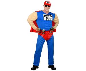 Widmann Super Beer Man (Muscle Overalls With Cape, Can Holster Belt, Cap) (S) Bl