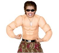 Widmann – T-shirt musclé pour enfants – six-pack, soldat, super-héros – costumes de carnaval
