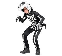 Widmann T-Rex Skeleton (Hooded Overalls With Mask) (122 cm - 4/7 Years) Black