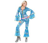 Widmann The 70s Disco Style (Jumpsuit, Belt) (M) Turquoise / Light Blue