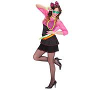 Widmann The 80s Groupie (Dress, Mesh Shirt, Belt, Bow Headband) (S) Different Co