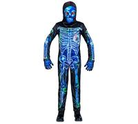 Widmann Toxic Skeleton (Jumpsuit, Hooded Mask) (104 cm / 2-3 Years) Blue