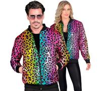Widmann - Veste bomber, veste à paillettes, gilet, tenue de fête, Disco Fever, imprimé animalier, S/M, Colors Rainbow Leopard
