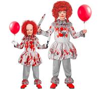 Widmann Vintage Horror Clown (Dress, Ruff, Shoe Covers) (128 cm / 5-7 Years) Gre