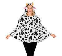 WIDMANN W WIDMANN-48162 Widmann 48162 - Costume de Vache Poncho avec Capuche, Carnaval, soirée à thème, 10206338, Multicolore, Taille Unique Fits Most Adult
