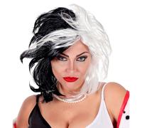 Widmann W6089 - Perruque femme méchante, noir, blanc, cheveux synthétiques, dame chien