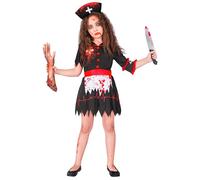Widmann Zombie Nurse (Dress With Underskirt, Headpiece) (128 cm / 5-7 Years) Bla