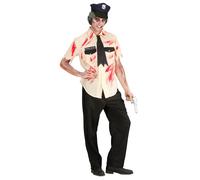 Widmann Zombie Police Officer (Blood Stained Shirt, Pants, Tattered Tie, Hat) (L