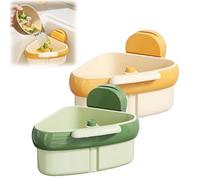Widous/Curetoaway/Wideous Suction Cup Sink Corner Rack, Curetoaway Corner Sink Strainer Basket, Triangle Storage Rack with Drain Hole for Kitchen Bathroom (Yellow*Green)