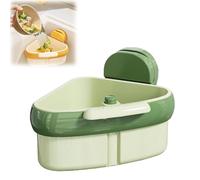 Widous/Curetoaway/Wideous Suction Cup Sink Corner Rack, Curetoaway Corner Sink Strainer Basket, Triangle Storage Rack with Drain Hole for Kitchen Bathroom (Green)
