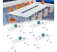 Widppsopt 4 Pack Conference Room Table,Foldable Conference Table with Silent Wheels Meeting Classroom Office Mobile Desk for 24-28 Person Long Business Desk(M1915, 47.2IN)