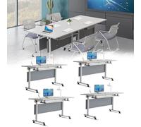 Widppsopt 4 Pack Conference Table,Foldable Room Desk with Silent Wheels Meeting Classroom Office Mobile Conference Desk for 24-28 Person Long Business Tables