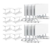 Widppsopt 55''Conference Table, White Conference Room Desk,Folding Flip Top Mobile Training Desk with Universal Wheels,Modern Rectangle Meeting Seminar Suitable 2-10 People for Office(8)
