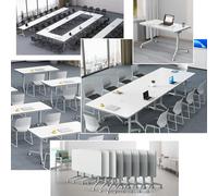 Widppsopt 6 Pack Folding Conference Table with Lockable Wheels-Mobile Conference Room Tables Foldable Meeting Desk for Office Home Classroom Seminar Rooms-Durable,Seats 2-10 People(55.1in)