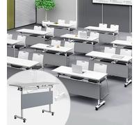 Widppsopt 6 Pack Folding Conference Table with Lockable Wheels-Mobile Conference Room Tables Foldable Meeting Desk for Office Home Classroom Seminar Rooms-Durable,Seats 2-10 People(47.2in)