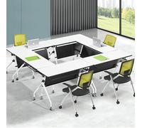 Widppsopt 6ft Foldable Conference Table with Silent Caster Wheels Rectangular Meeting Room Tables for Mobile Conference Room