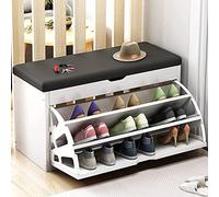 Widppsopt Banc d'entrée avec étagère à chaussures cachée, banc à chaussures en polyuréthane, tabouret à langer, étagère à chaussures autoportante, organisateur de rangement de chaussures moderne, pour