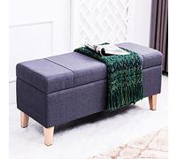 Widppsopt Banc ottoman de rangement rectangulaire, banc rembourré en lin, tabouret à langer avec rangement, moderne pour la maison, le salon, la chambre à coucher, repose-pieds - Bancs multifonctions