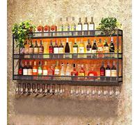 Widppsopt Casier à vin Mural à 3 Niveaux, présentoir à vin Mural avec Porte-Verres, présentoir à vin Mural pour Bar, pour Mini-Bar, Cave à vin