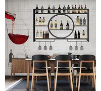 Widppsopt Casier à vin Mural avec Support pour Verres à Suspendre sous Une étagère, étagère de Bar, présentoir à Bouteilles, Rangement pour Placard, Cintre pour Verres à Pied, café élégant