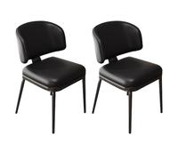 Widppsopt Chaises de Salle à Manger, 2 pièces, avec Pieds en métal, pour Chambre à Coucher, Restaurant, Chaise d'appoint rembourrée en Similicuir (Noire)