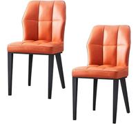 Widppsopt Chaises de Salle à Manger à Dossier Haut, Lot de 2, Coussins en Cuir synthétique, chaises de Cuisine, Pieds en Acier Carbone, chaises d'appoint de Salon (Orange)