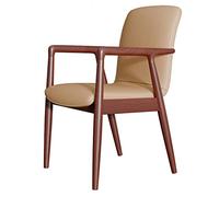 Widppsopt Chaises de Salle à Manger avec accoudoirs, Chaise d'appoint de Style Milieu de siècle avec Assise en Similicuir, Fauteuil en Bois d'hévéa, chaises de Salon rembourrées pour Cuisine, Chambre