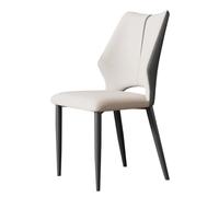 Widppsopt Chaises de Salle à Manger en Cuir Gris, Style Milieu du siècle, Chaise d'appoint rembourrée avec Pieds en métal, Dossier Haut pour Salon et Chambre (Beige)