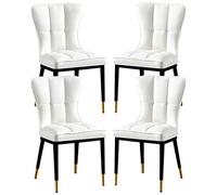 Widppsopt Chaises de Salle à Manger en Cuir PU, Lot de 4 avec Pieds en Acier Carbone, pour la Maison, Le Commerce et Les Restaurants (Blanc)