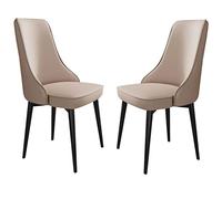Widppsopt Chaises de Salle à Manger en Cuir synthétique, Ensemble de 2 chaises de Cuisine, de Chambre à Coucher, de Balcon, avec Pieds en Acier Carbone (Kaki, Pieds Noirs)