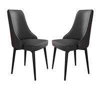 Widppsopt Chaises de Salle à Manger en Cuir synthétique, Ensemble de 2 chaises de Cuisine, de Chambre à Coucher, de Balcon, avec Pieds en Acier Carbone (Noir, Pieds Noirs)