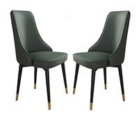 Widppsopt Chaises de Salle à Manger en Cuir synthétique, Ensemble de 2 chaises de Cuisine, de Chambre à Coucher, de Balcon, avec Pieds en Acier Carbone (Vert foncé, Pieds dorés)