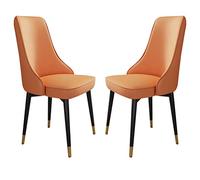 Widppsopt Chaises de Salle à Manger en Cuir synthétique, Ensemble de 2 chaises de Cuisine, de Chambre à Coucher, de Balcon, avec Pieds en Acier Carbone (Orange, Pieds dorés)
