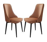 Widppsopt Chaises de Salle à Manger en Cuir synthétique, Ensemble de 2 chaises de Cuisine, de Chambre à Coucher, de Balcon, avec Pieds en Acier Carbone (café, Pieds Noirs)