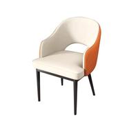 Widppsopt Chaises de Salle à Manger en Cuir synthétique, Fauteuil de Cuisine, de Salon, de Bureau, Pieds en Acier Carbone Robustes (Blanc et Orange)