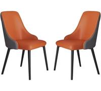 Widppsopt Chaises de Salle à Manger en Cuir synthétique, Lot de 2, pour Cuisine, Salon, comptoir, Pieds Robustes en Acier Carbone (Orange et Gris foncé)