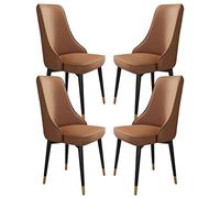 Widppsopt Chaises de Salle à Manger en Cuir synthétique, Lot de 4, pour Cuisine, Balcon, canapé, Pieds en Acier Carbone (café, Pieds dorés)