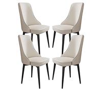 Widppsopt Chaises de Salle à Manger en Cuir synthétique, Lot de 4, pour Cuisine, Balcon, canapé, Pieds en Acier Carbone (Blanc cassé, Pieds Noirs)