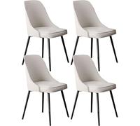 Widppsopt Chaises de Salle à Manger, Ensemble de 4 chaises de Salon Modernes avec Assise en Cuir Nappa Souple et Pieds en métal (Gris Clair)