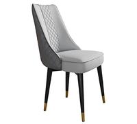 Widppsopt Chaises de salle à manger et de cuisine avec dossier en cuir super fibre, chaises d'appoint modernes du milieu du siècle avec pieds en métal (gris clair + gris foncé)